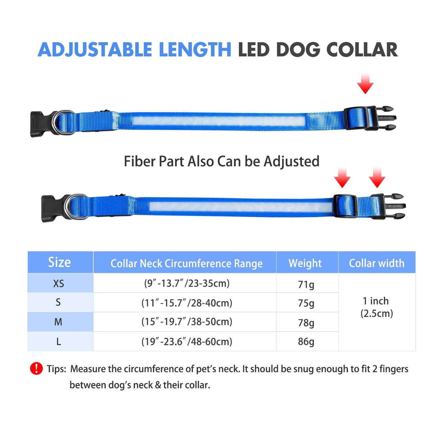 LED Dog Collar Supplies Dog Collar Waterproof Safety Glow Necklace Flashing Lighting Accessories
