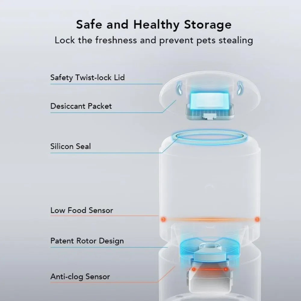 Automatic Cat Feeder 5G WiFi Pet Feeder for Two Cats or Dogs with Remote Control 5L Food Dispenser and Low Food Sensor