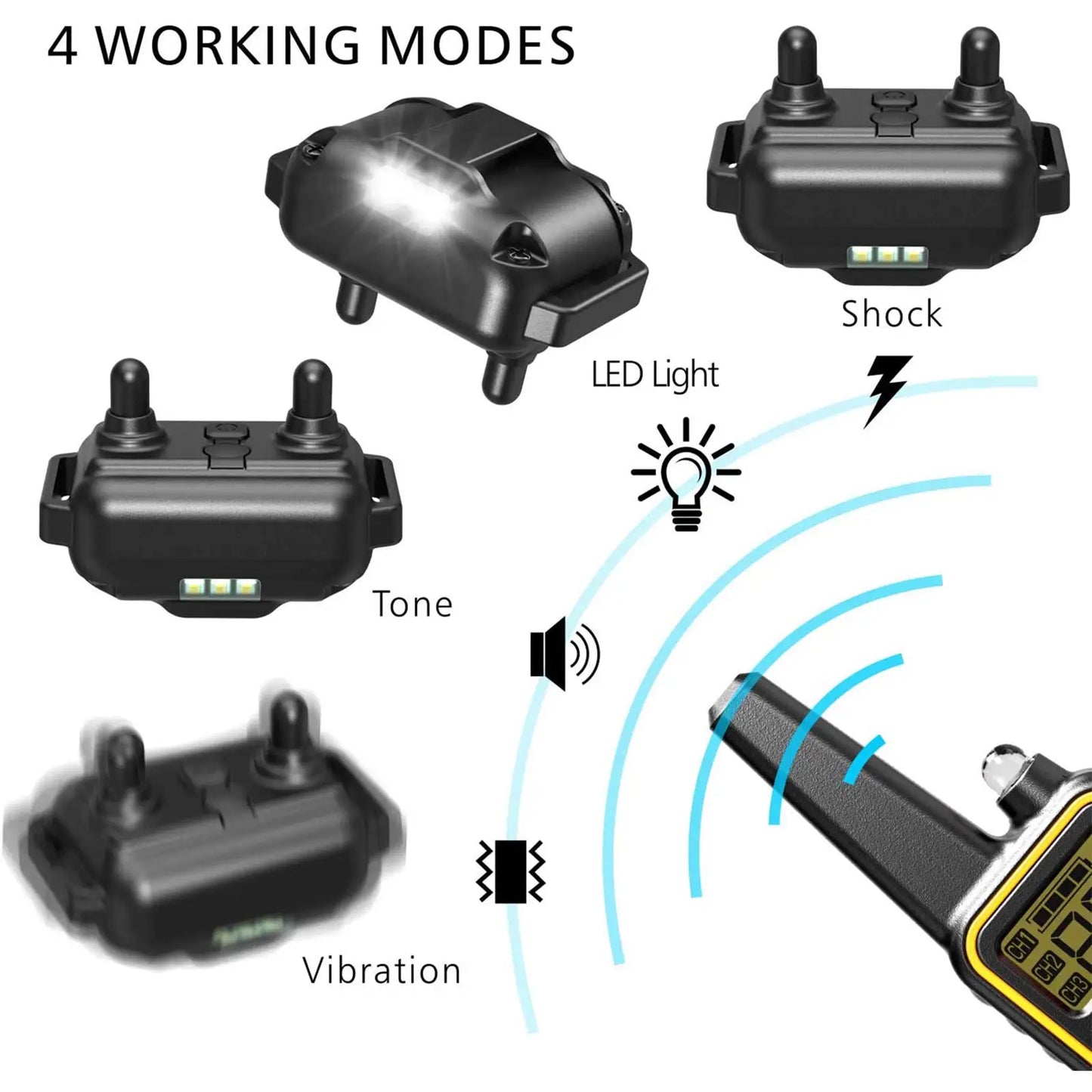 Electric Dog Training Collar, Waterproof With Remote Control Rechargeable Anti Barking Device All Dogs Size