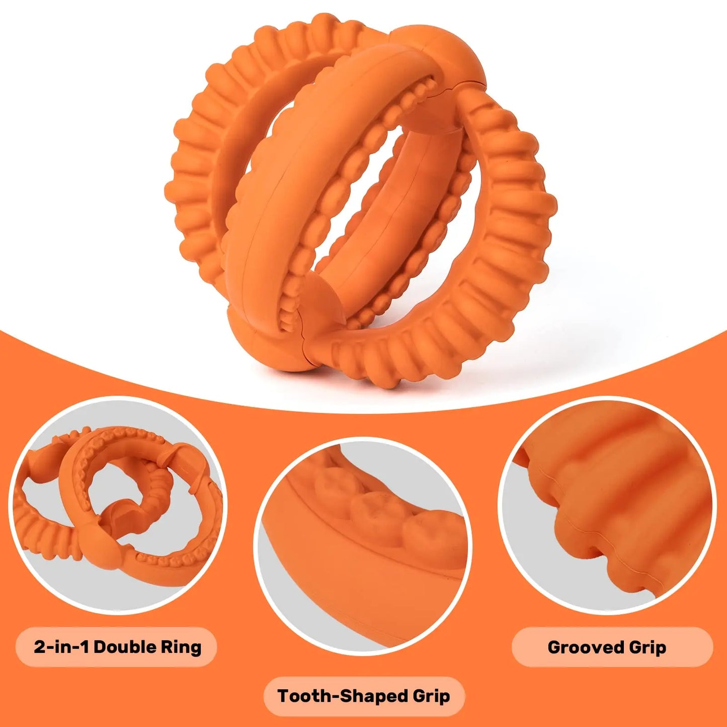 Interactive Dog Tug of War Toy with Detachable Rings Natural Rubber Chew Toys for Large Dogs