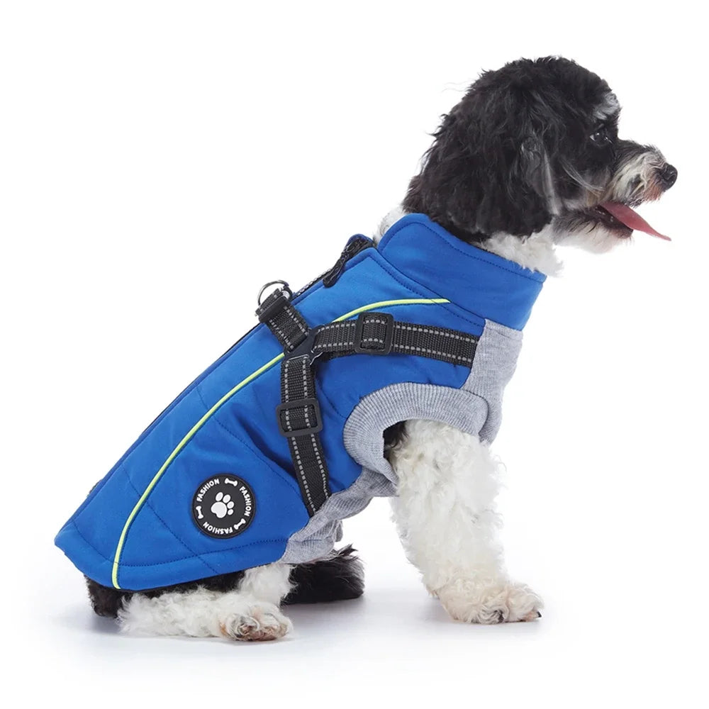 Waterproof Warm Dog Jacket With Harness Reflective Winter Coat For All Sizes