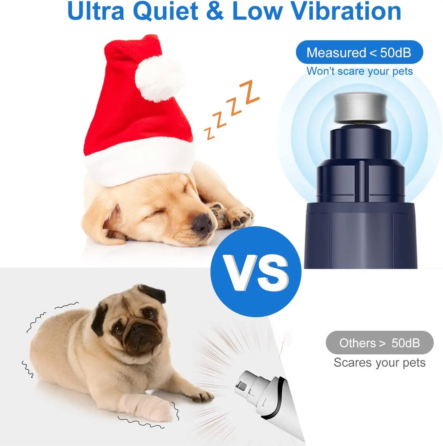 NPET Dog Nail Grinder with Guard 2 Speed Pet Nail Trimmer and LED Light for Small and Medium Dogs and Cats