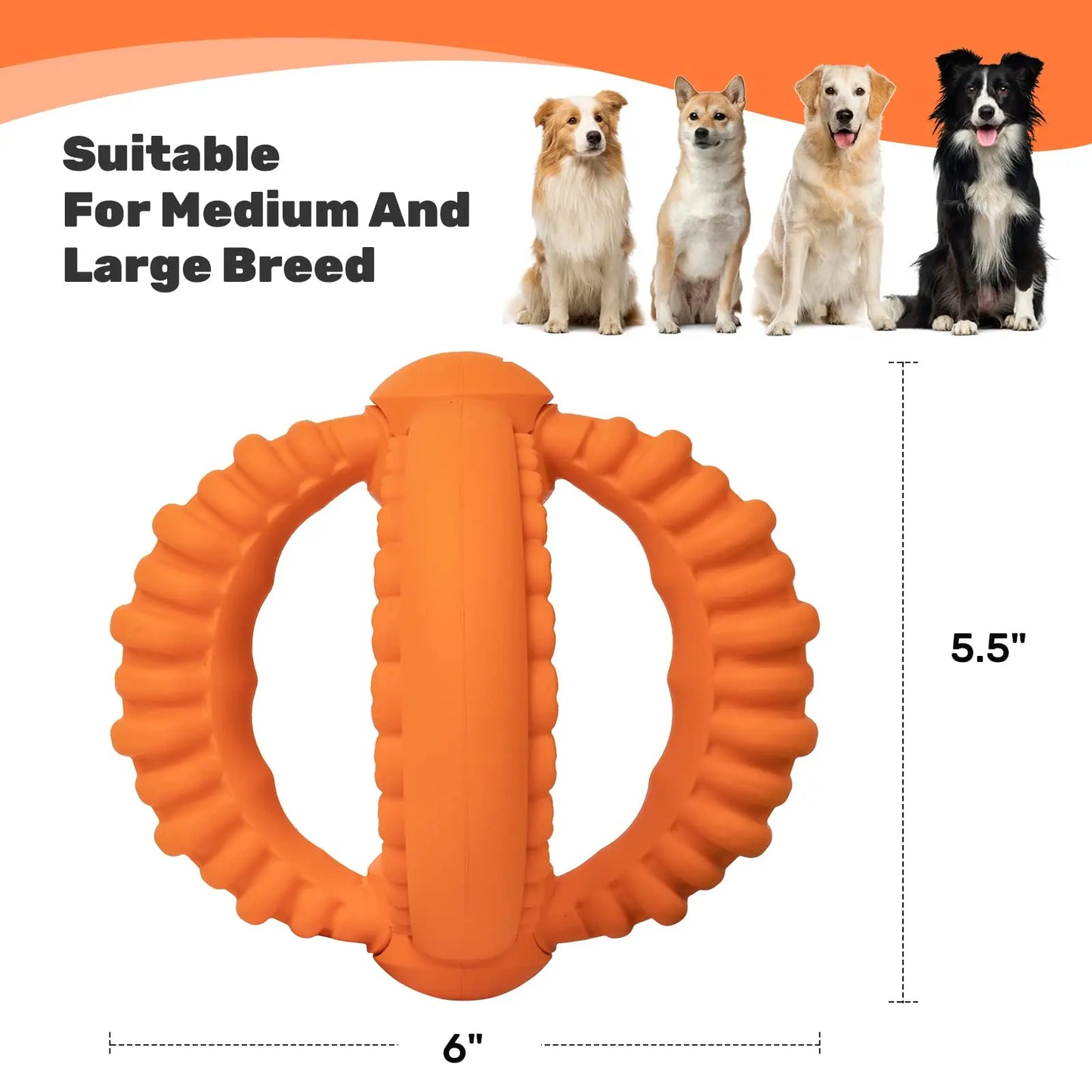 Interactive Dog Tug of War Toy with Detachable Rings Natural Rubber Chew Toys for Large Dogs