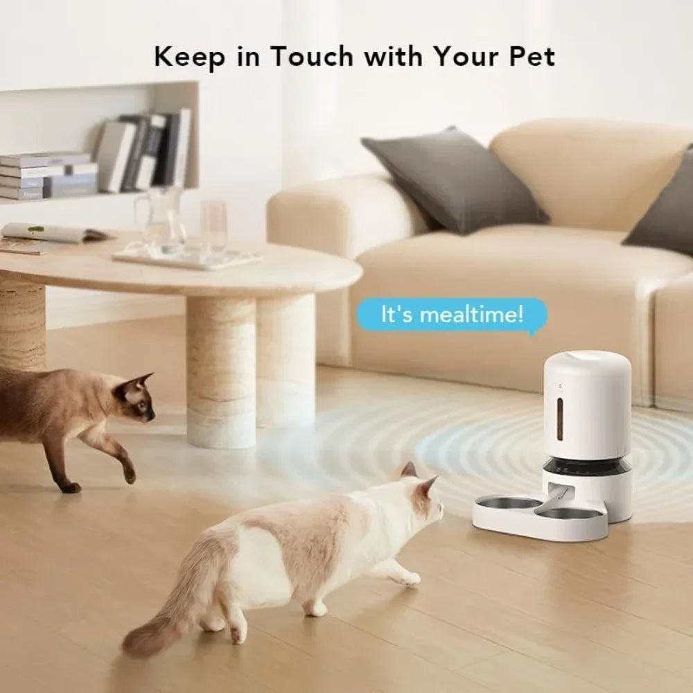 Automatic Cat Feeder 5G WiFi Pet Feeder for Two Cats or Dogs with Remote Control 5L Food Dispenser and Low Food Sensor