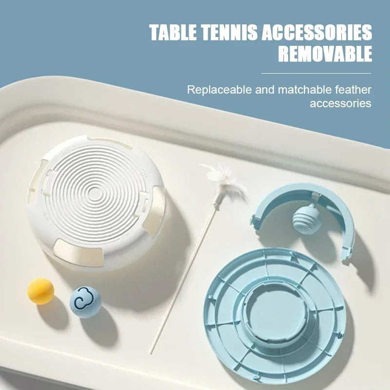 Gravity Table Tennis Cat Toy with Catnip Ball for Self-stimulation Cat