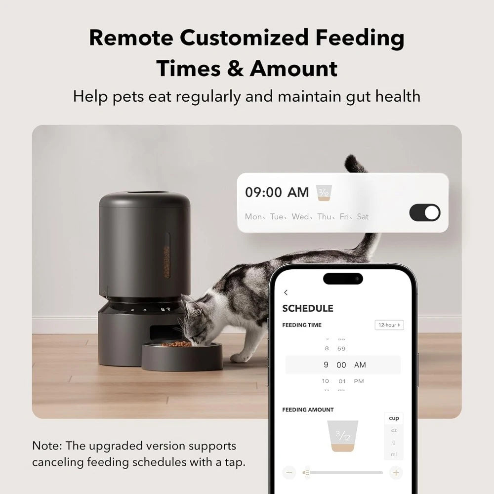 Automatic Cat Feeder 5G WiFi Timed Dog Feeder with Freshness Preservation 5L Capacity and Low Food Sensor