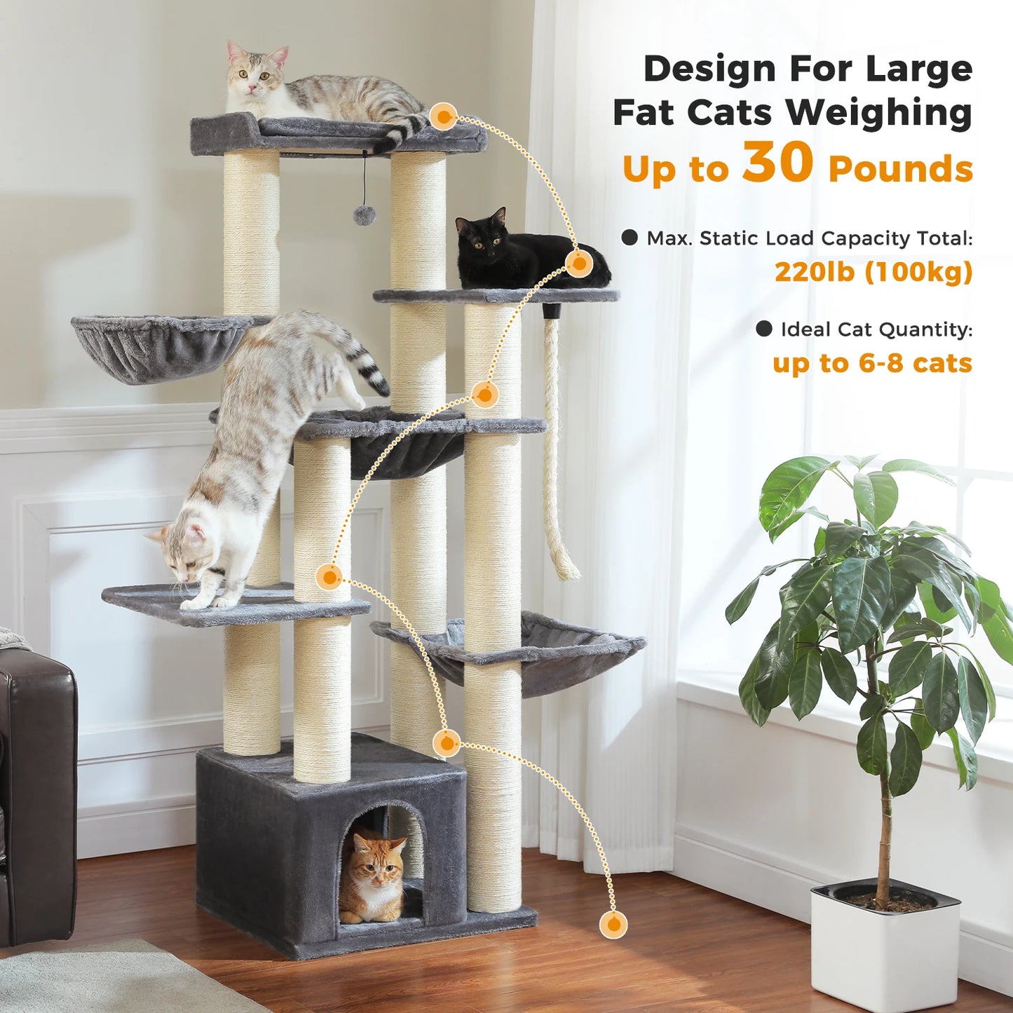 Multi-Level Cat Tree with Scratching Posts