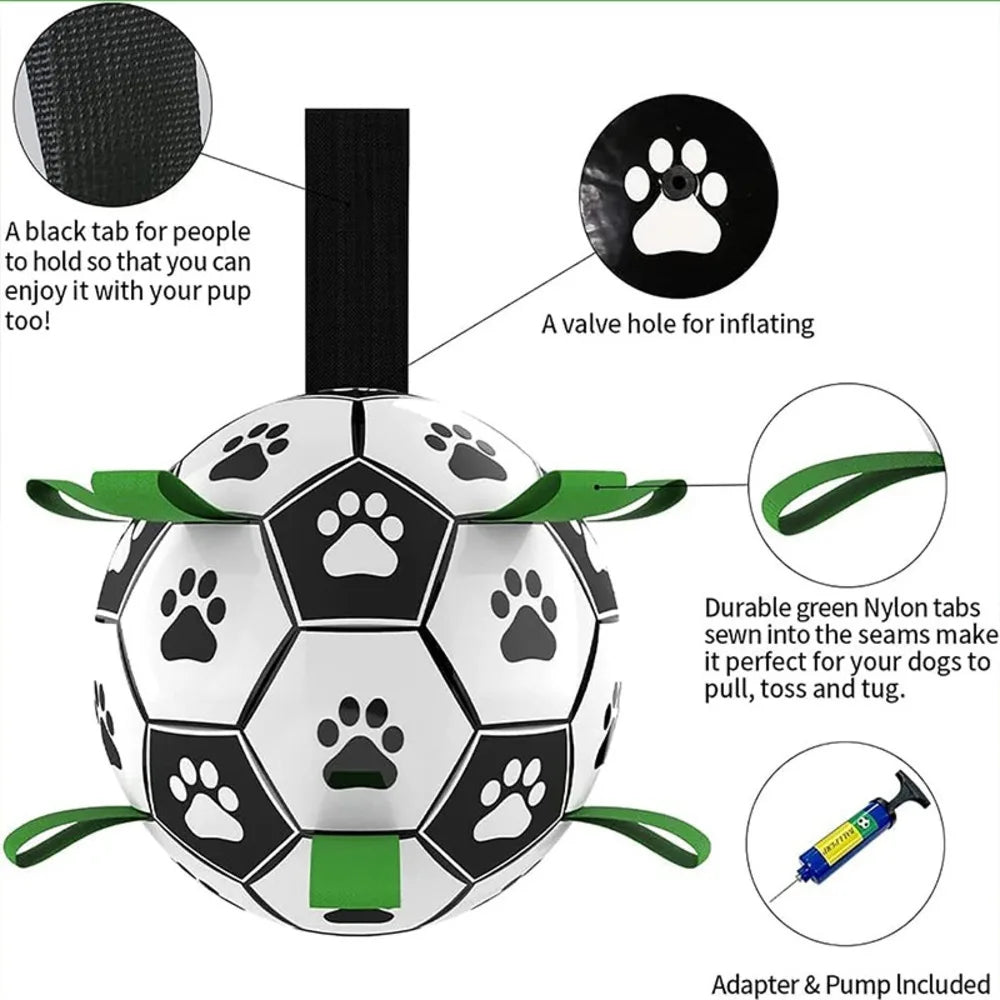 Durable Soccer Pet Toy With Straps For Dogs Interactive Chew Training Teeth Cleaning Playtime