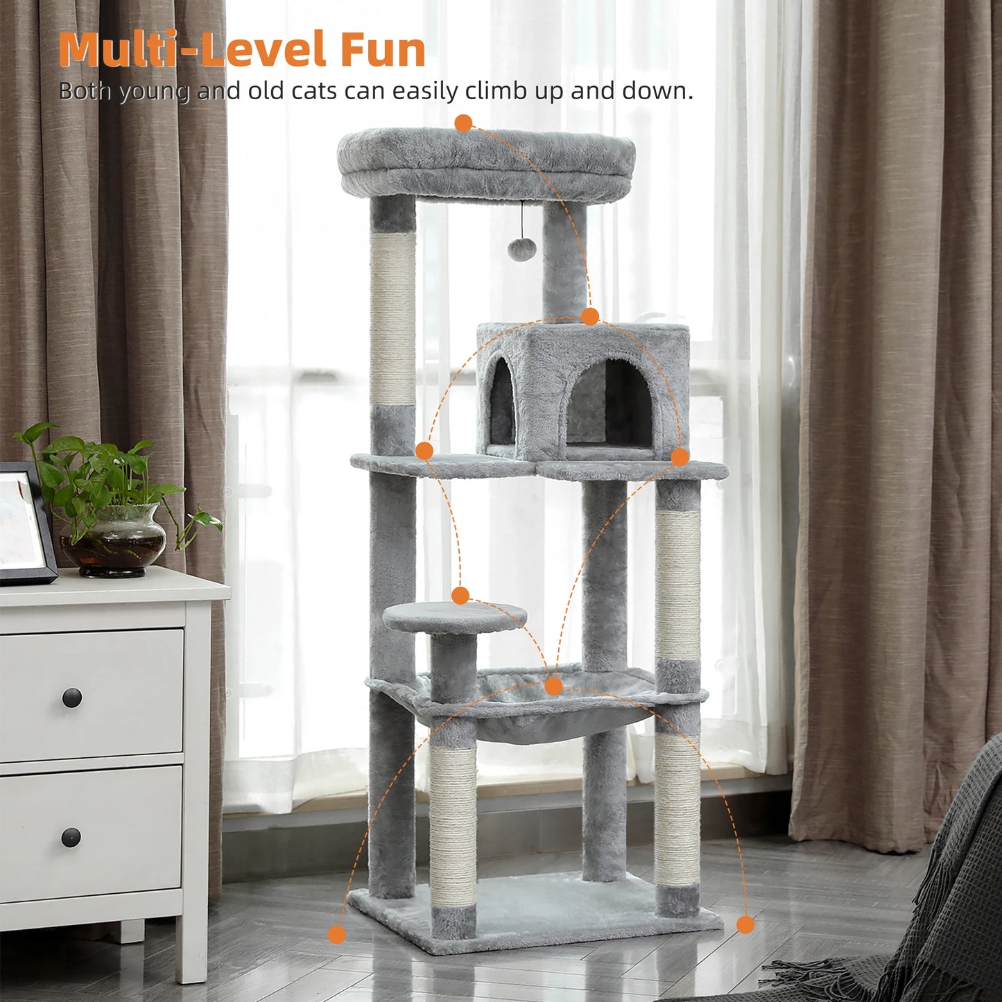 Cat Tree for Indoor Cats 5-Level Cat Tower for Large Cats