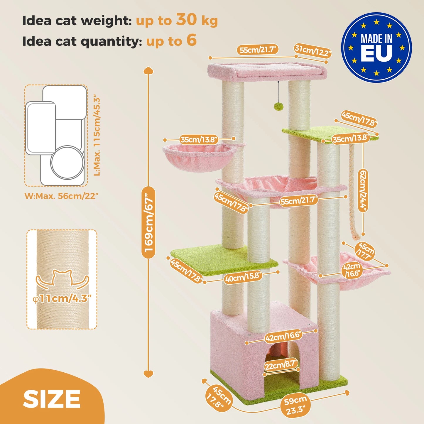 Multi-Level Cat Tree with Scratching Posts
