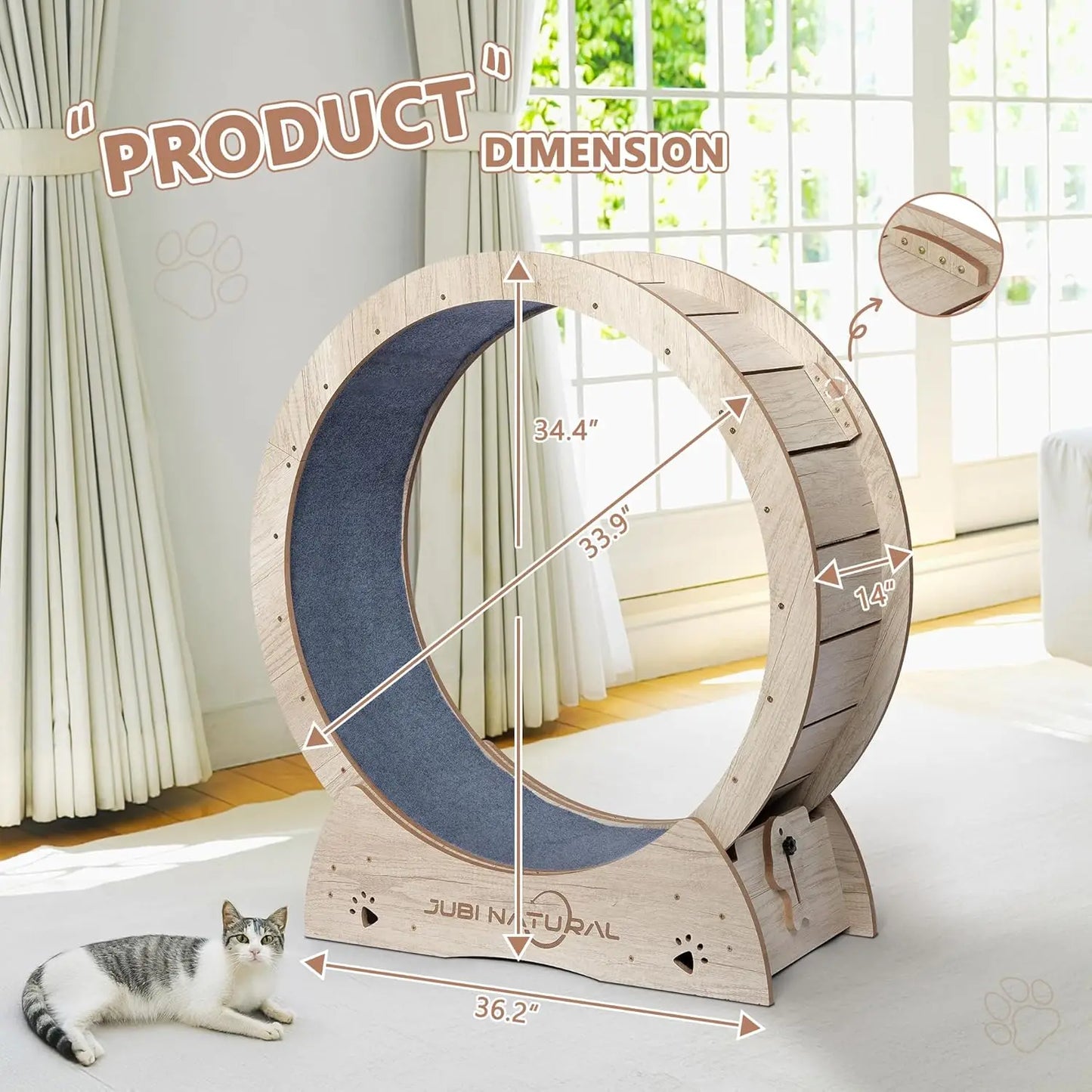 Cat Exercise Wheel 33.9 Inch Indoor Cat Runway Treadmill