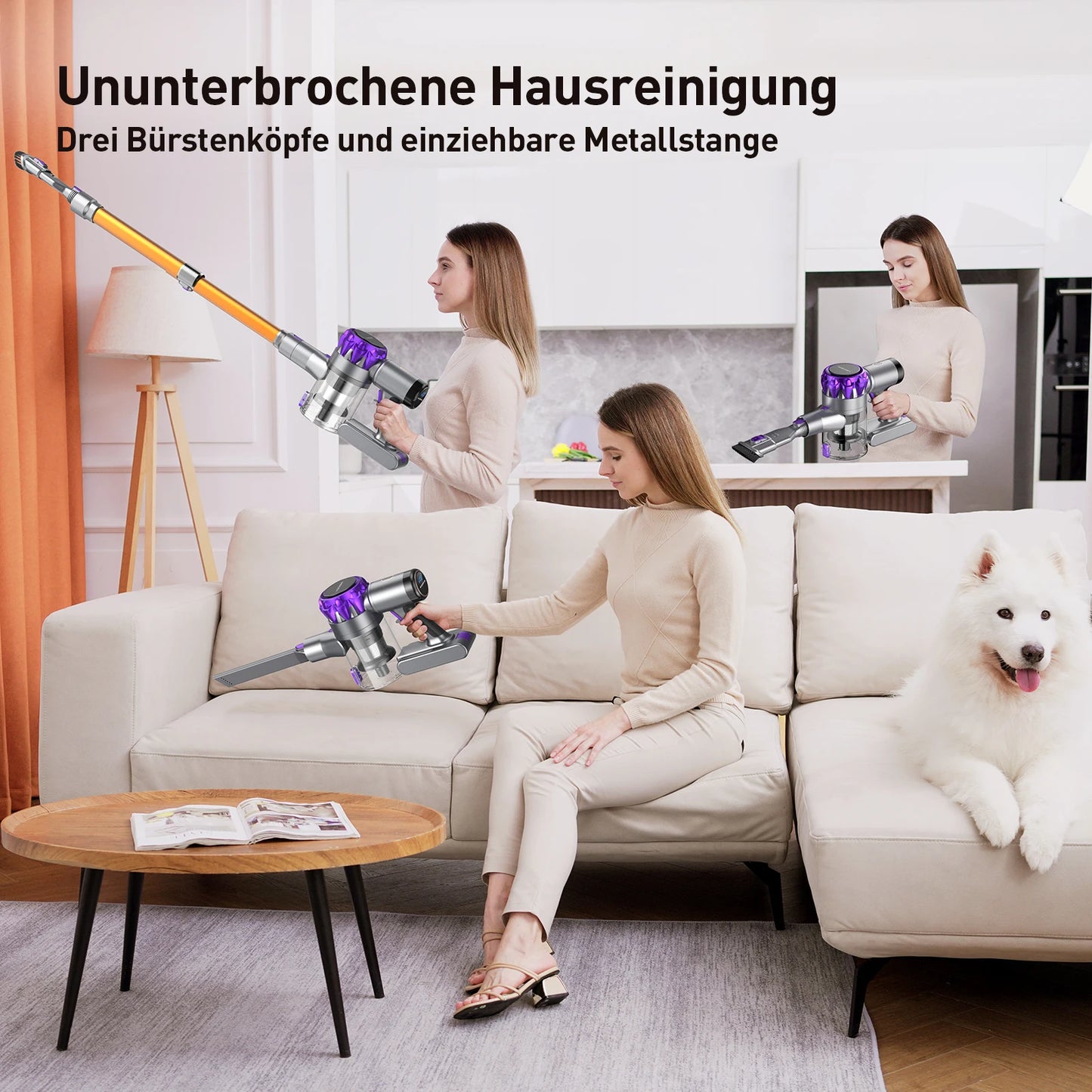 YISORA Cordless Vacuum Cleaner 40Kpa Powerful Suction 55 Minutes Wireless Runtime Touchscreen for Pet Hair and Carpet