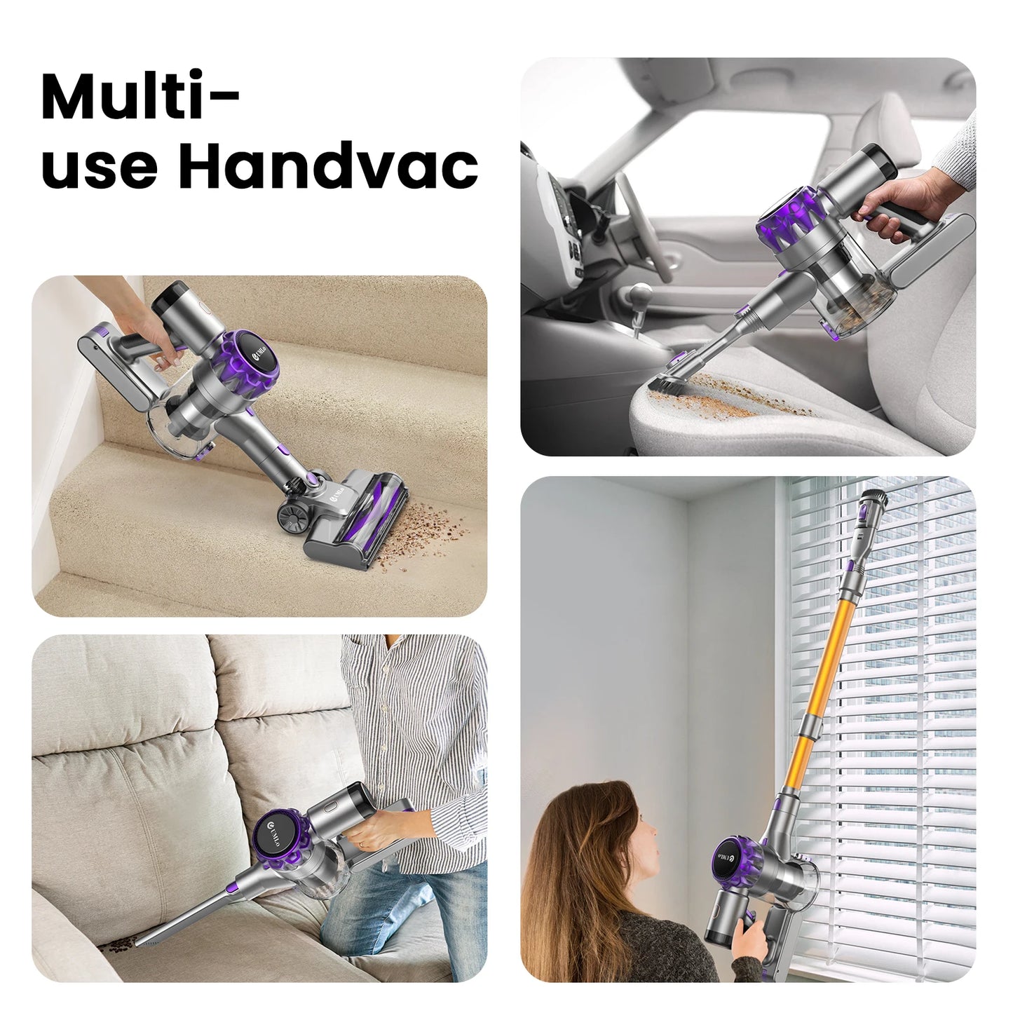 YISORA Cordless Vacuum Cleaner 40Kpa Powerful Suction 55 Minutes Wireless Runtime Touchscreen for Pet Hair and Carpet