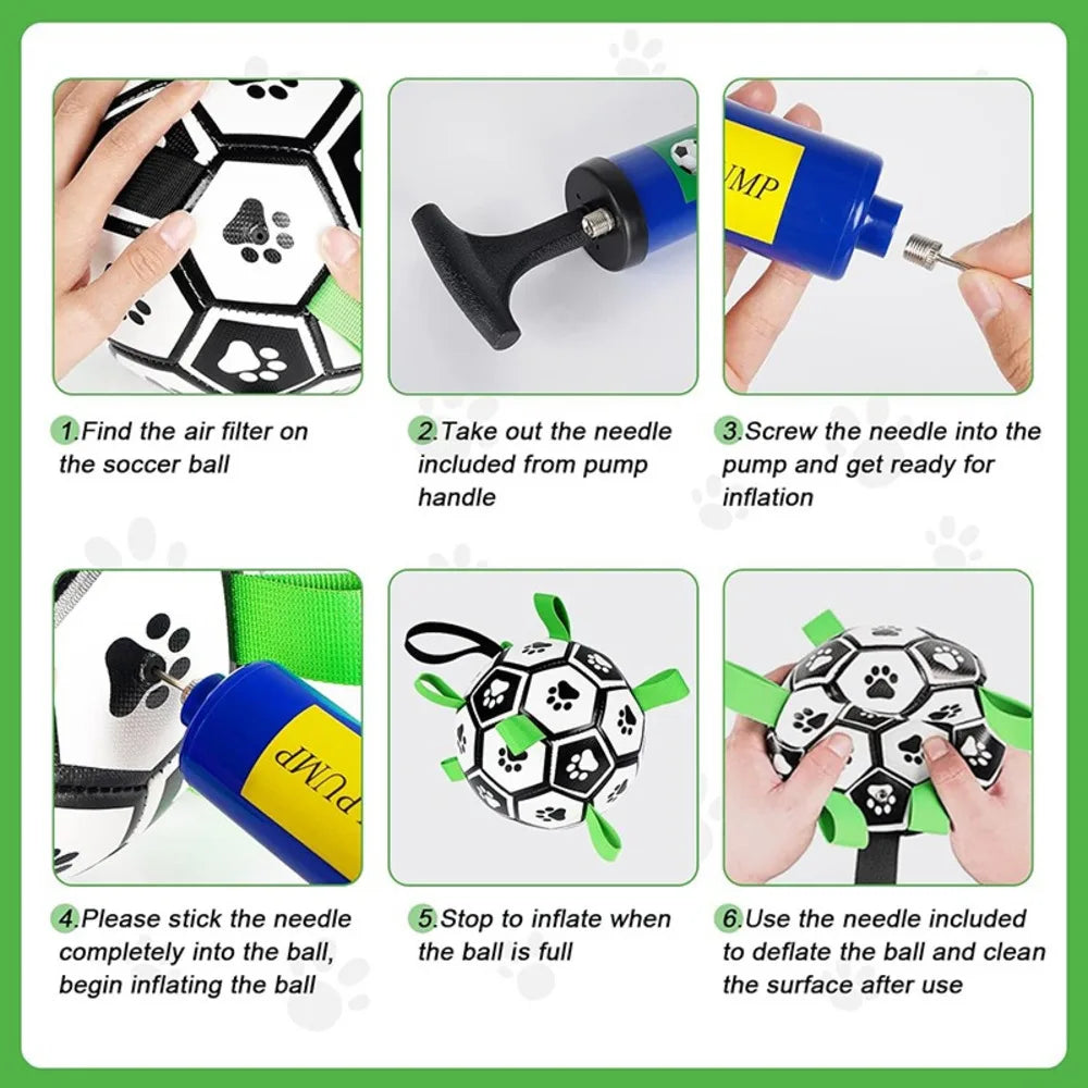 Durable Soccer Pet Toy With Straps For Dogs Interactive Chew Training Teeth Cleaning Playtime