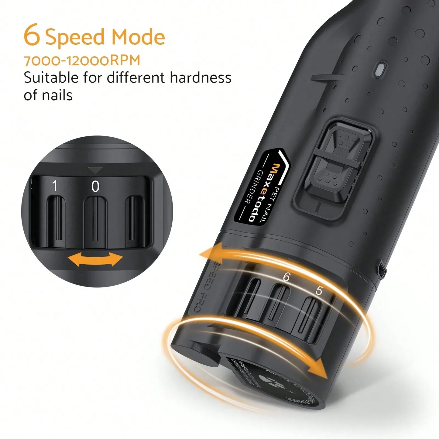 Quiet 6 Speed USB Rechargeable Electric Dog Nail Grinder with LED Lights for All Dog Sizes