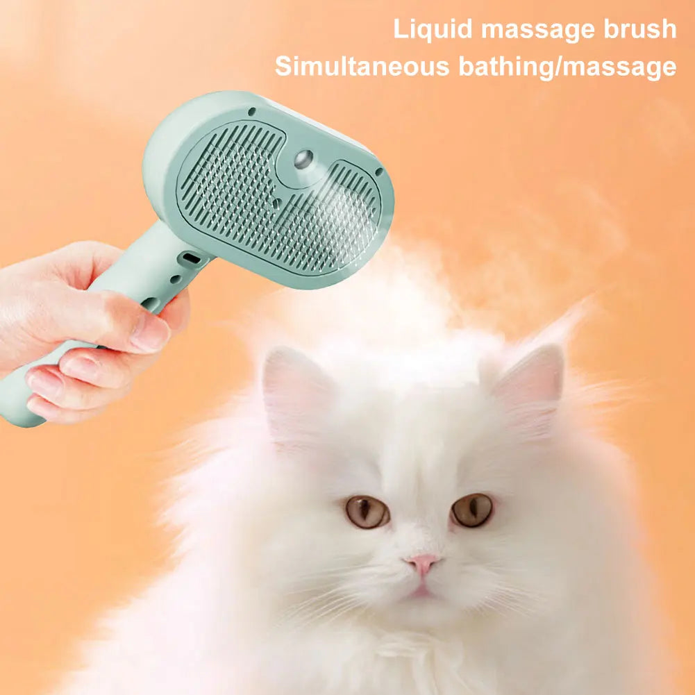 3 in 1 Cat Steam Brush Rechargeable Pet Grooming Brush with Release Button for Cats Dogs and Small Animals