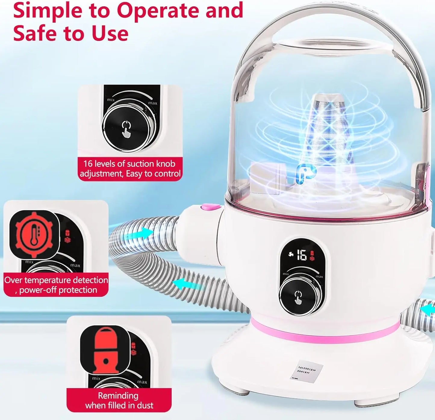 Multi-Functional Pet Grooming Kits Hair Vacuum For Dogs, Cats & More