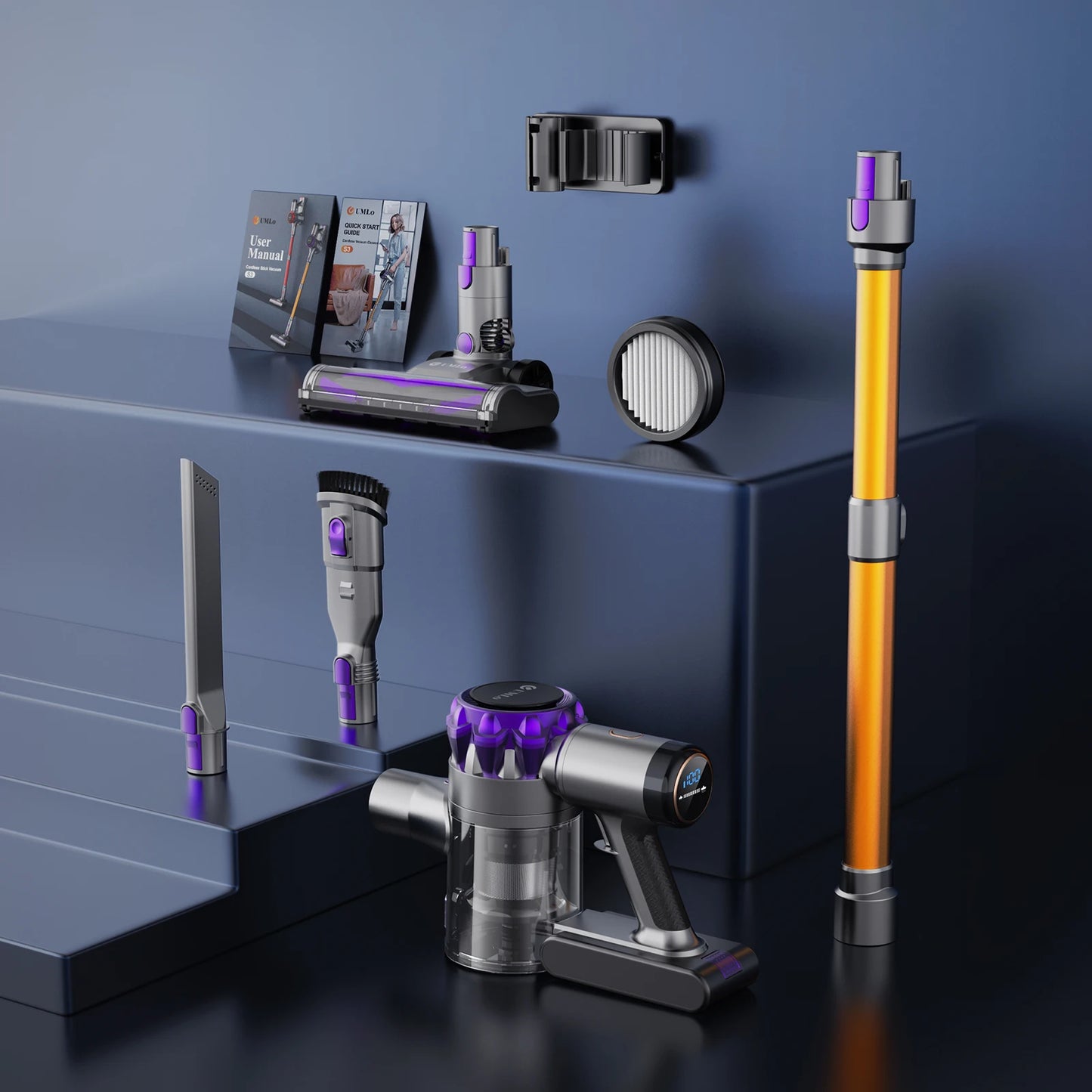 YISORA Cordless Vacuum Cleaner 40Kpa Powerful Suction 55 Minutes Wireless Runtime Touchscreen for Pet Hair and Carpet