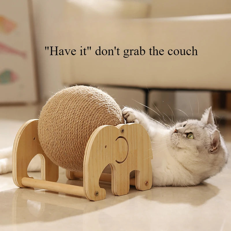 Cat Scratch Ball Board Pet Toy Wear Resistant Sisal Elephant Windmill Design Random Hair