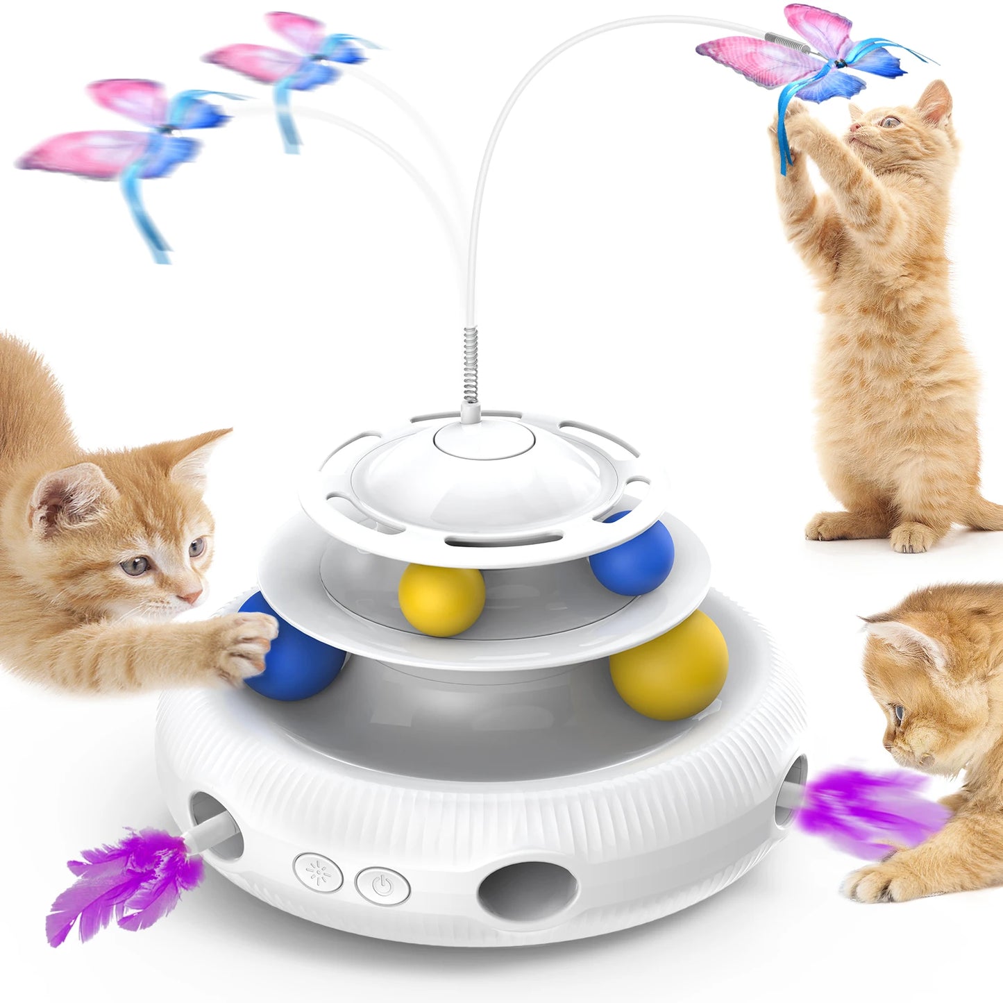 Chargeable Interactive Cat Laser Puzzle Pet Toy Automatic USB Teaser with Feather
