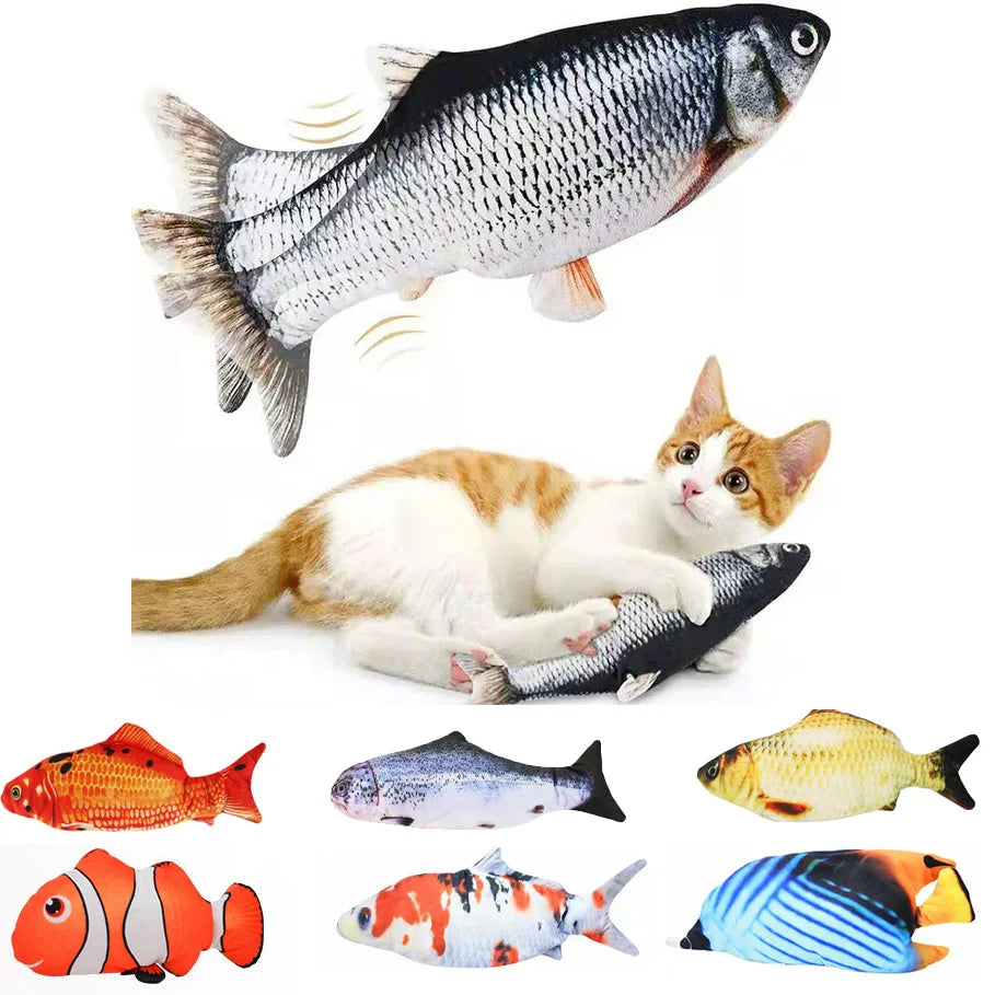 Cat USB Charger Toy Fish Interactive Electric floppy Fish Cat toy Realistic Pet Cats Chew Bite