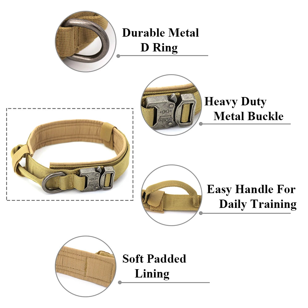 Dog Training Collar Adjustable Tactical Dog Collar And Leash Set Control Handle Pet Lead Collar For Small & Big Dogs