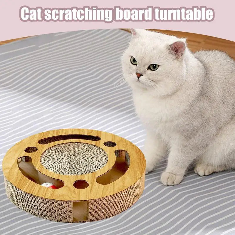 Round Cat Scratcher With Ball Cat Scratching Board Turntable Corrugated Paper Pet Scratching Turntable