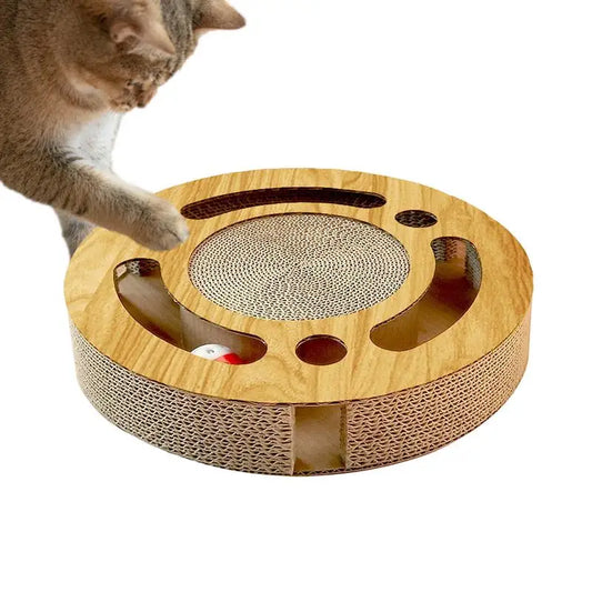 Round Cat Scratcher With Ball Cat Scratching Board Turntable Corrugated Paper Pet Scratching Turntable