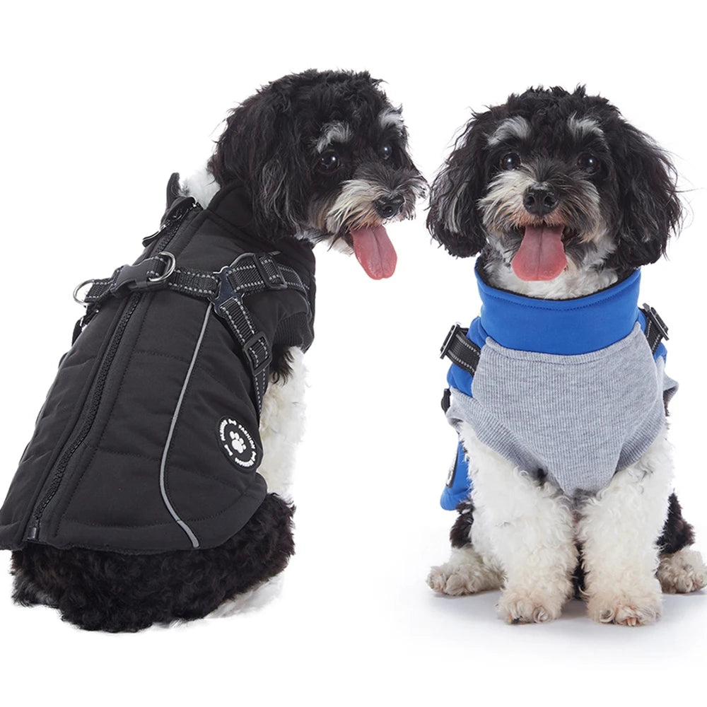 Waterproof Warm Dog Jacket With Harness Reflective Winter Coat For All Sizes