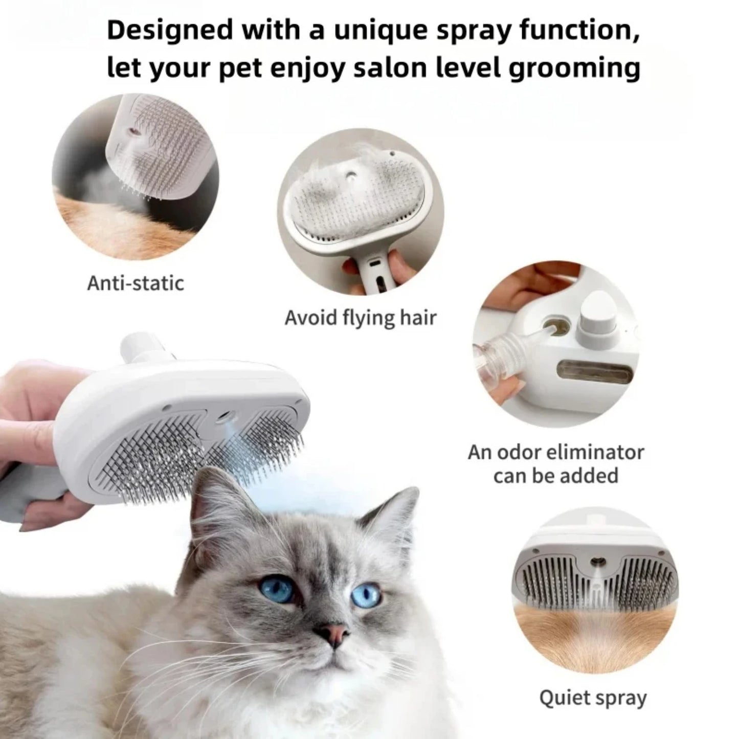 Pet Spray Grooming Comb Remove Floating Hair Fluffs Hair Grooming Styling Prevents Static Electricity