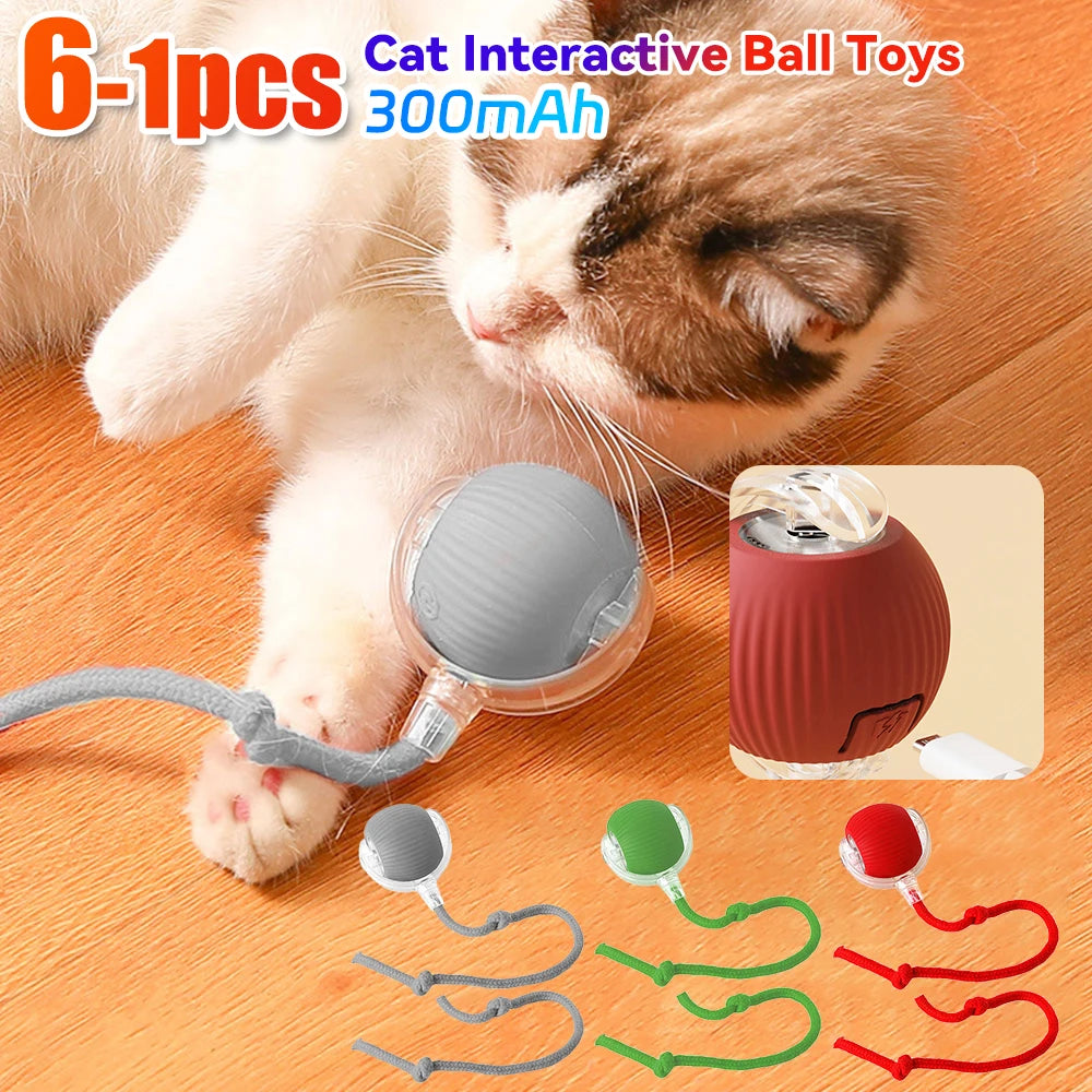 1-6PCS Smart Cat Toy Interactive Electric Cat Ball