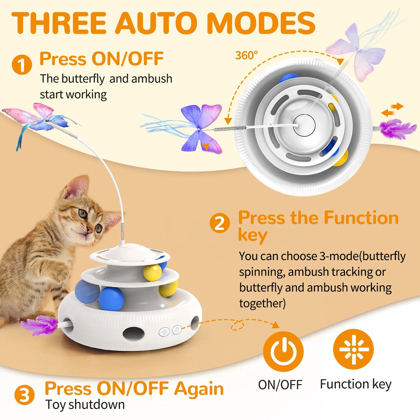 Chargeable Interactive Cat Laser Puzzle Pet Toy Automatic USB Teaser with Feather