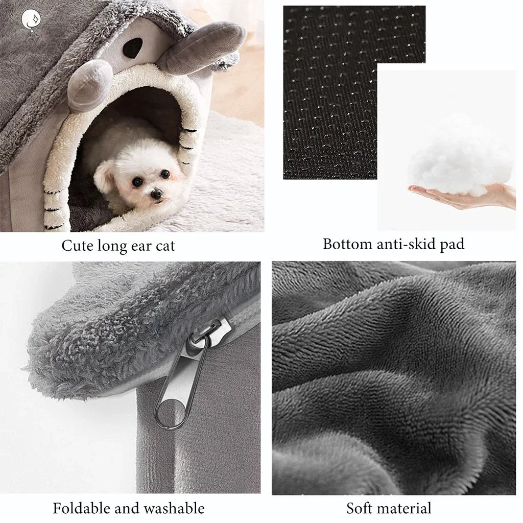 Foldable Dog And Cat Kennel Bed With Mattress For Small And Medium Pets