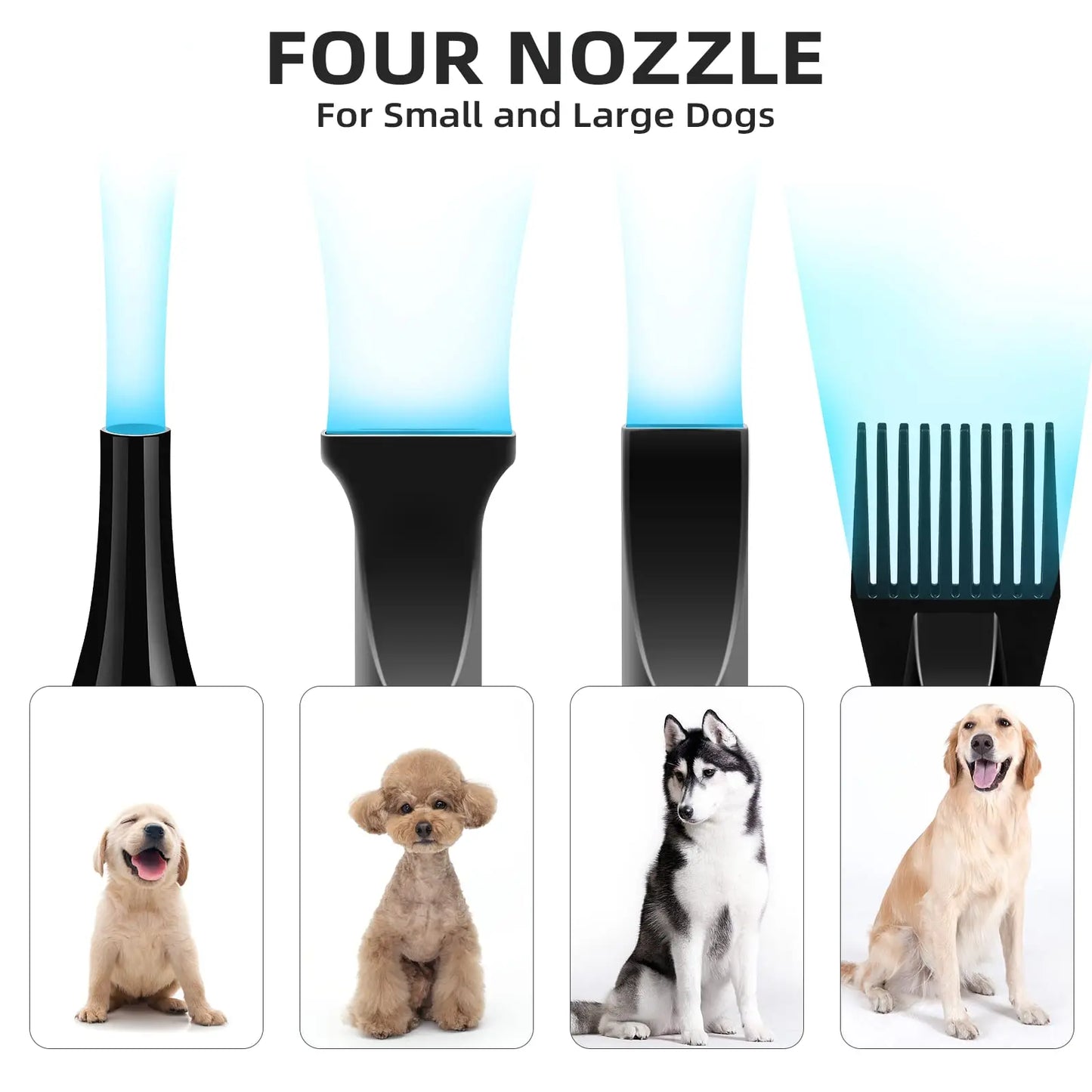 Dog Hair Dryer 3.8HP 2800W Powerful Pet Grooming Blower with Heat and Adjustable Speed