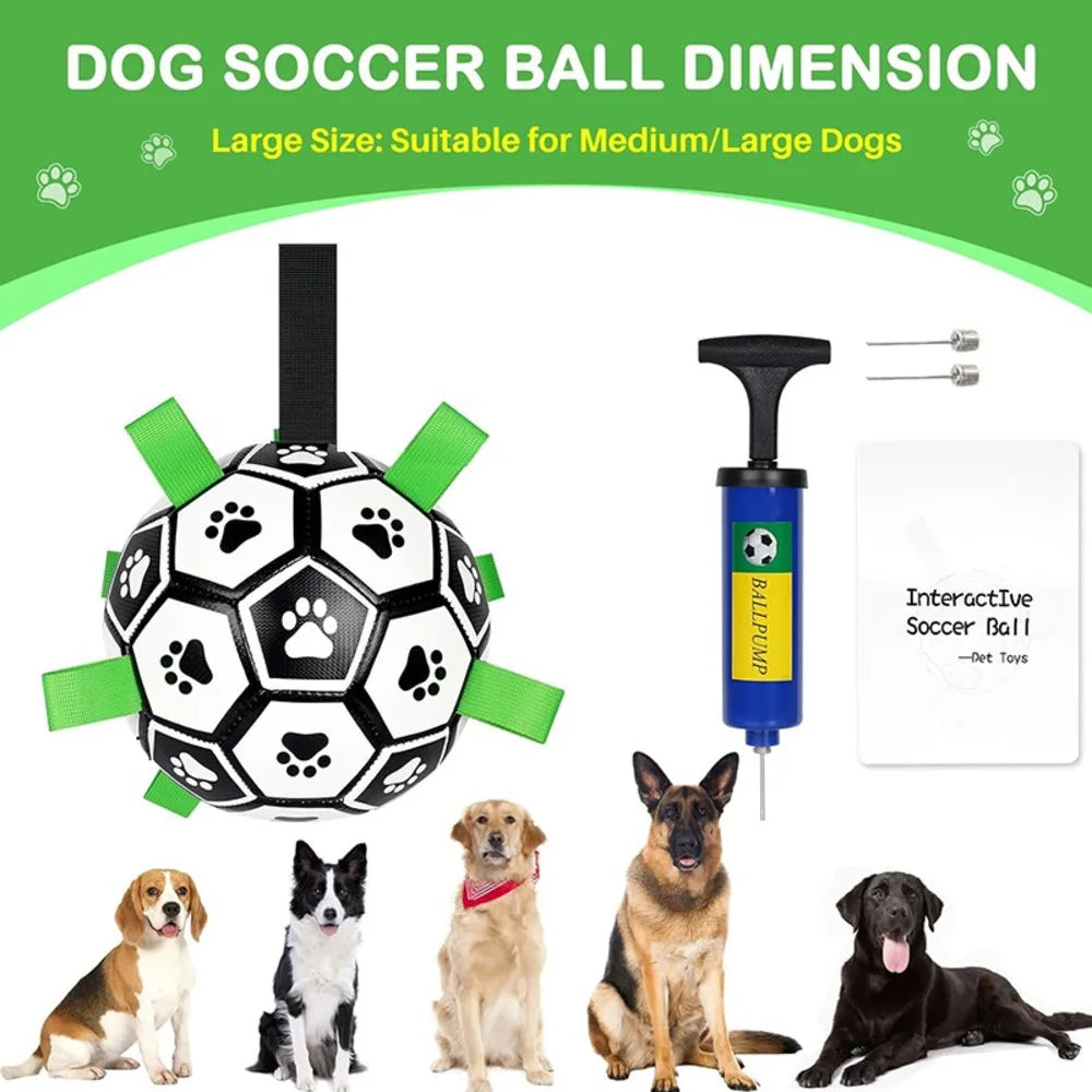 Durable Soccer Pet Toy With Straps For Dogs Interactive Chew Training Teeth Cleaning Playtime