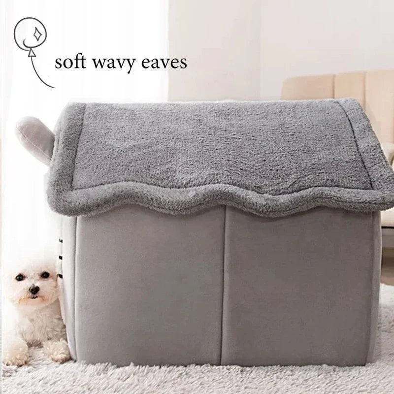 Foldable Dog And Cat Kennel Bed With Mattress For Small And Medium Pets