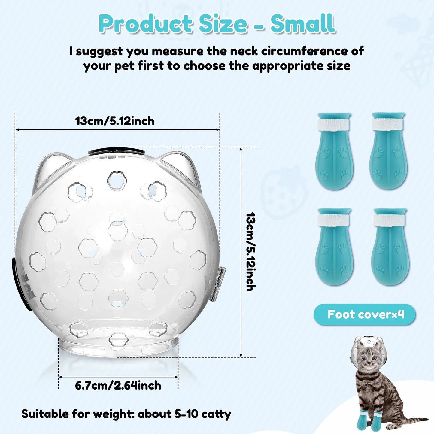 Cat Muzzle Breathable Transparent Anti-Bite Protective Space Hood