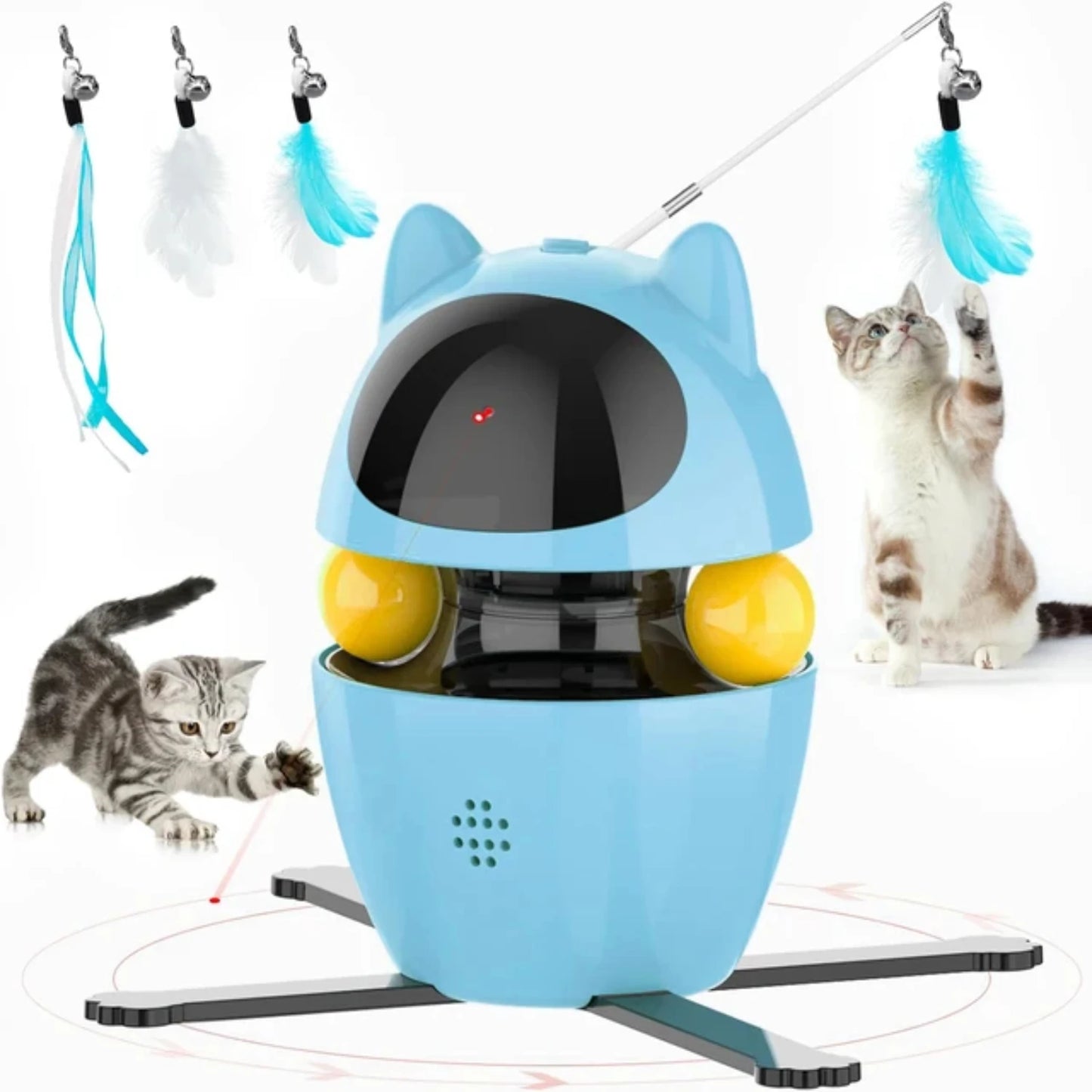 Engaging Rechargeable Interactive Cat Toy - USB Powered 4-in-1 Indoor Exercise Fun for Your Feline Friend - Keeps Kitty Active a