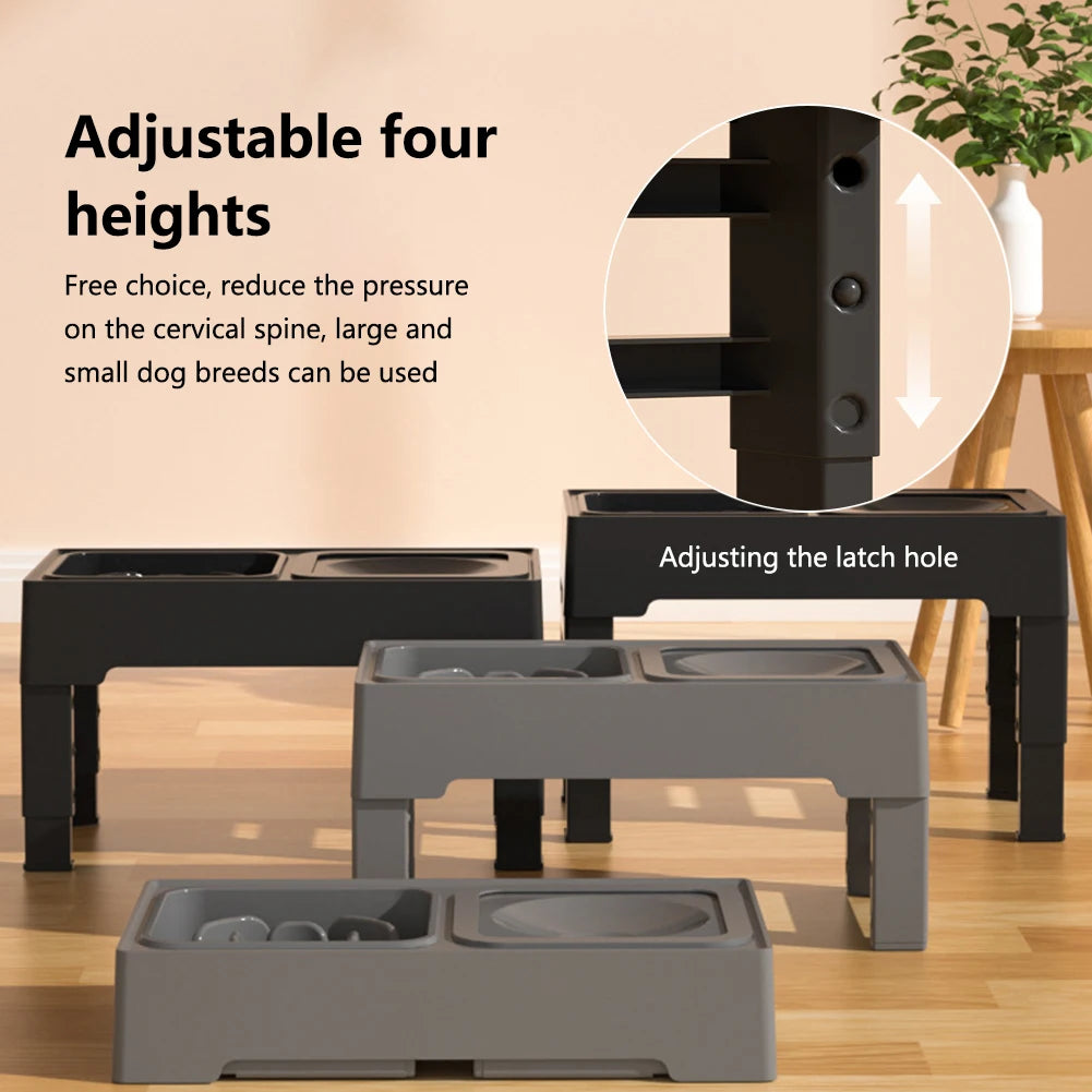 3 In 1 Stainless Steel Cat Dog Bowls Slow Feed Water