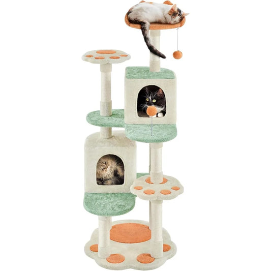 57.5in Cat Tree Tower, Multi-Functional Activity Center