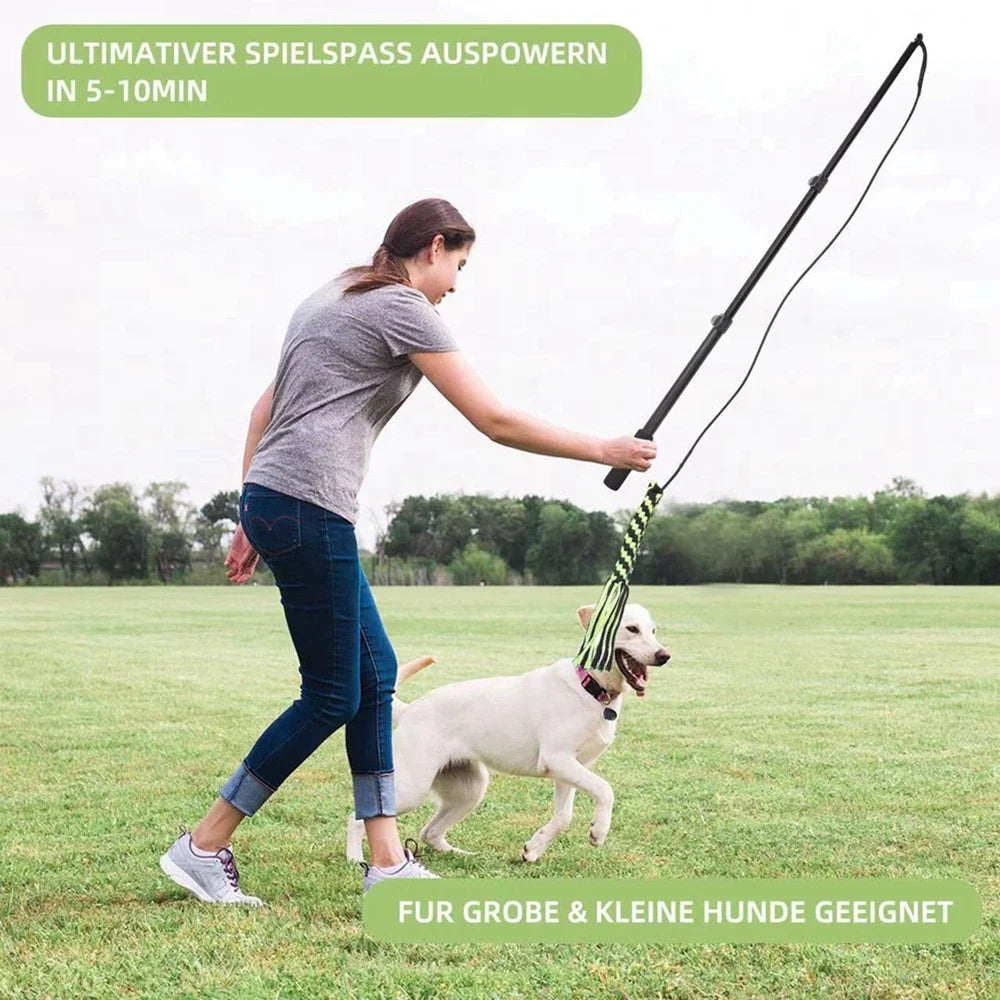 Interactive Dog Toy Extendable Flirt Pole for Small and Large Dogs Chase Drag Chew Rope Outdoor Training