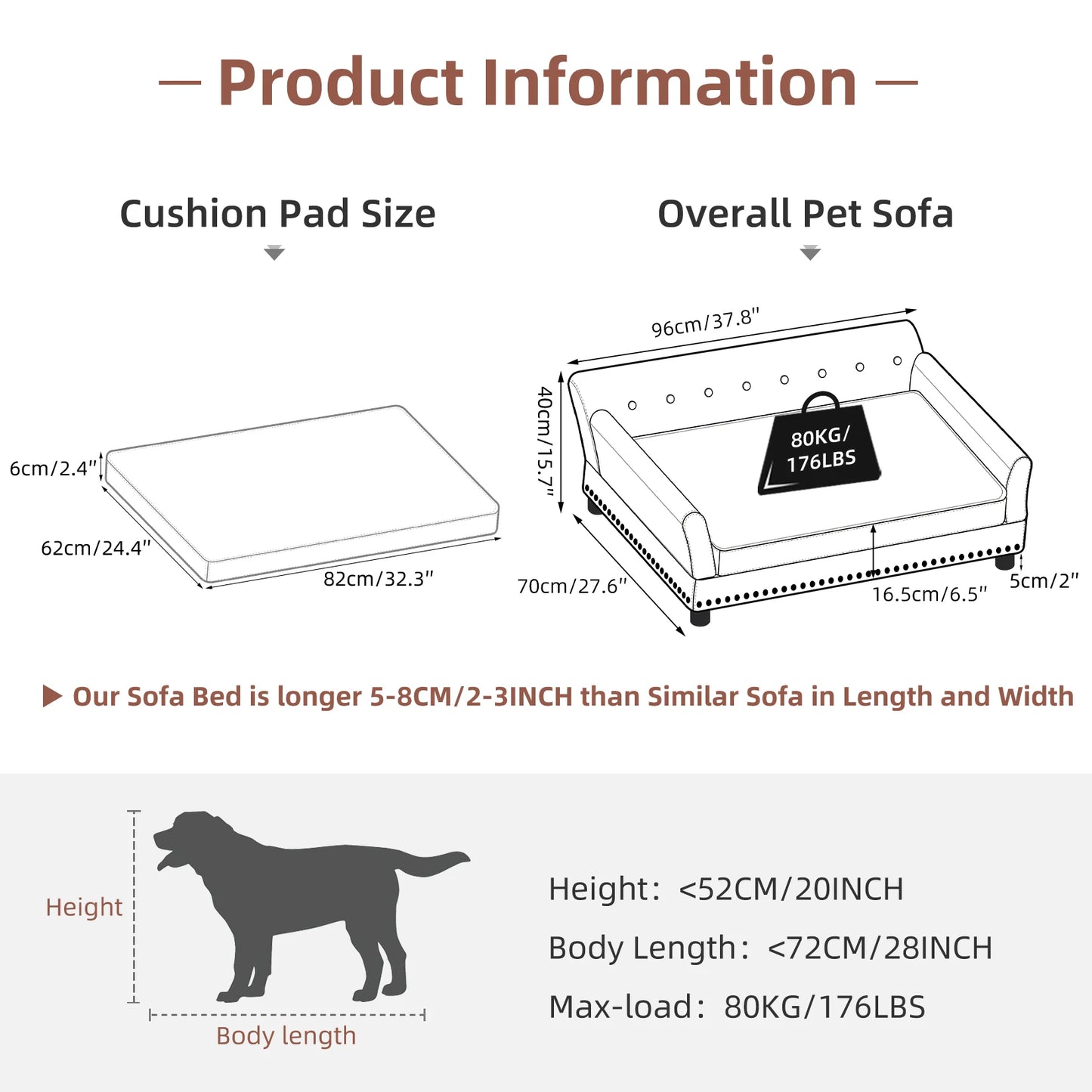 Elevated Dog Bed Sofa Microfiber Leather Cover