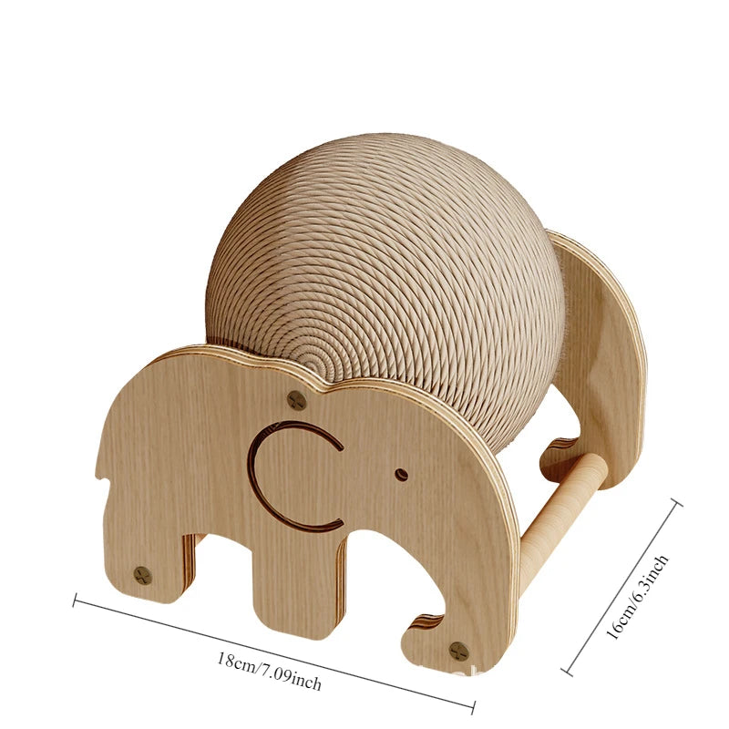Cat Scratch Ball Board Pet Toy Wear Resistant Sisal Elephant Windmill Design Random Hair