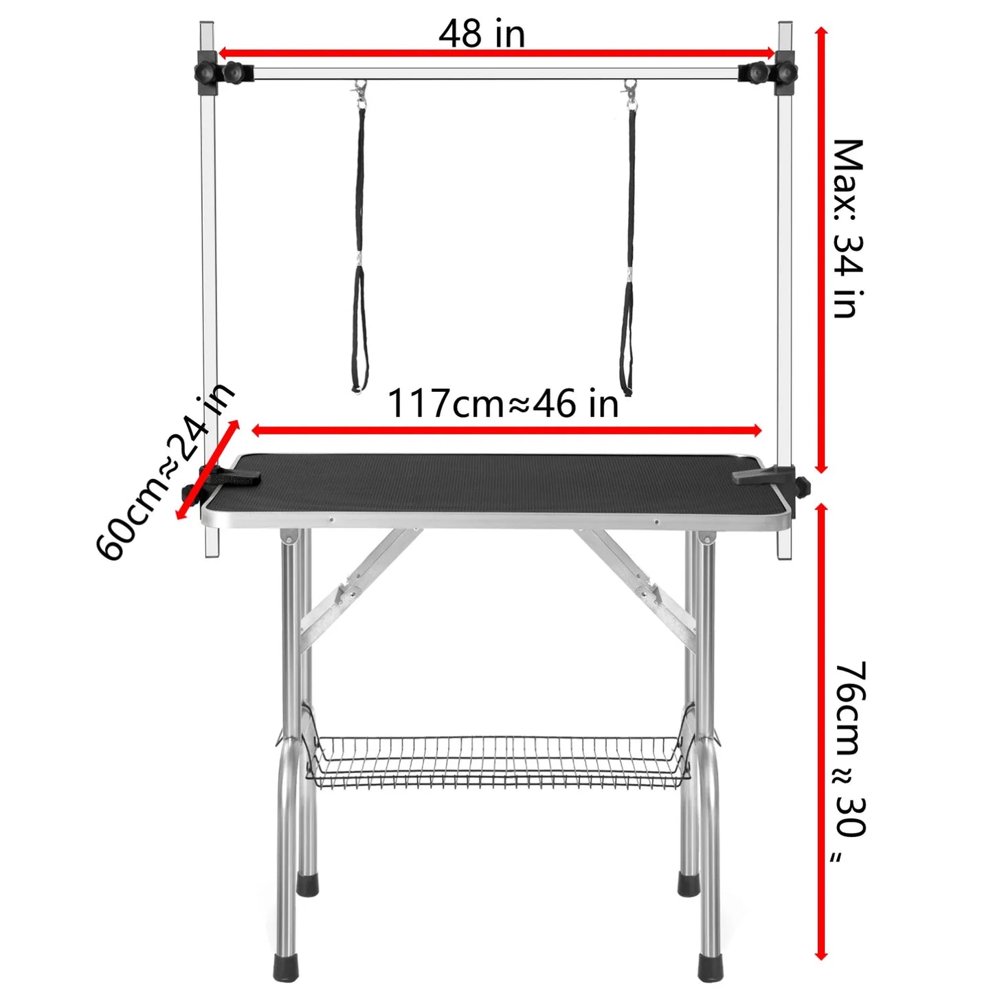 36"-46" Professional Dog Pet Grooming Table Adjustable Heavy Duty Portable w/Arm & Noose & Mesh Tray