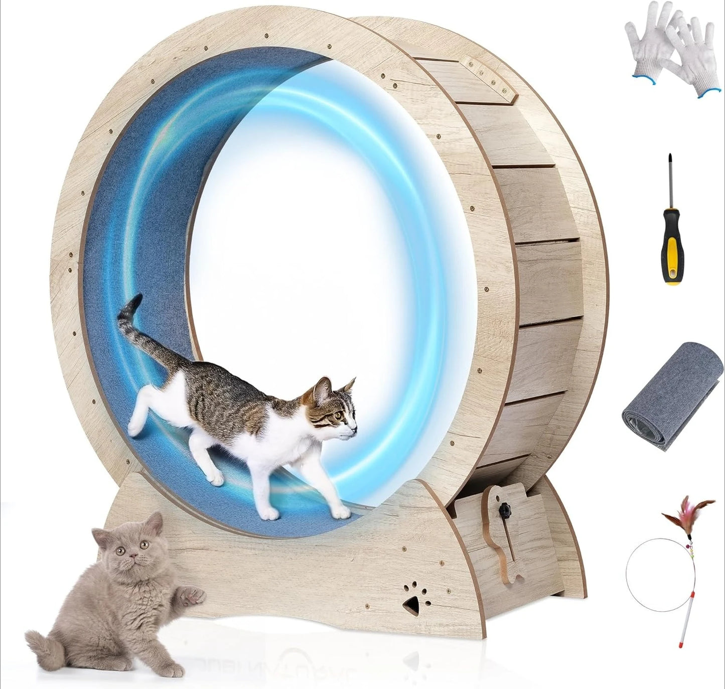 Cat Exercise Wheel 33.9 Inch Indoor Cat Runway Treadmill