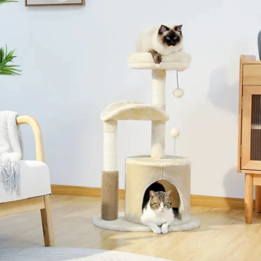 Small Cat Tree for Indoor Cats Medium Cat Tower with Interactive Cat Toy 32.7"