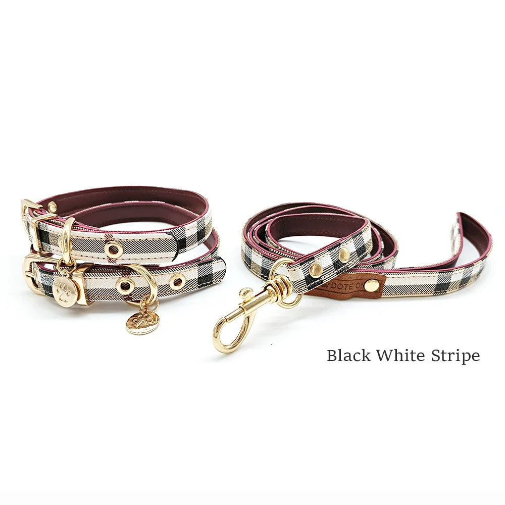 Pet Collar and Leash Set Leather Fashion Adjustable Collars