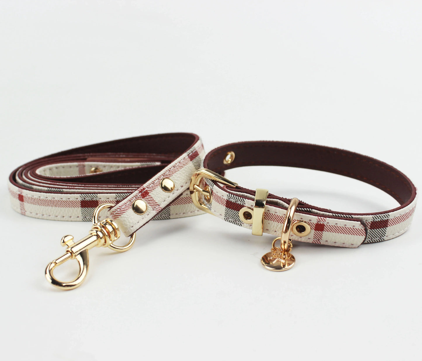 Pet Collar and Leash Set Leather Fashion Adjustable Collars