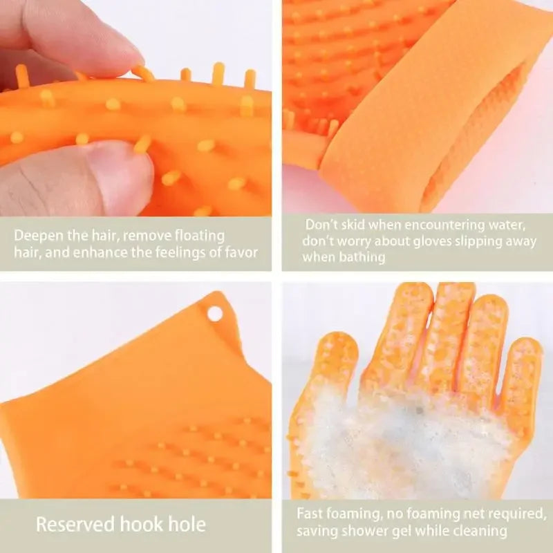 Silicone Pet Grooming Glove Double Sides Cat Dog Hair Remover Brush Comb Deshedding Bathing Washing Cleaning Supplies Comb