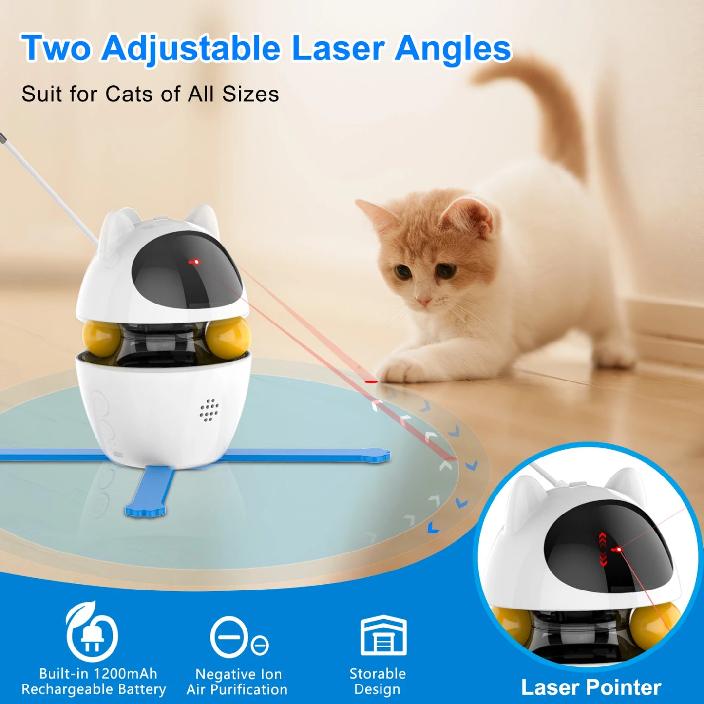 Engaging Rechargeable Interactive Cat Toy - USB Powered 4-in-1 Indoor Exercise Fun for Your Feline Friend - Keeps Kitty Active a